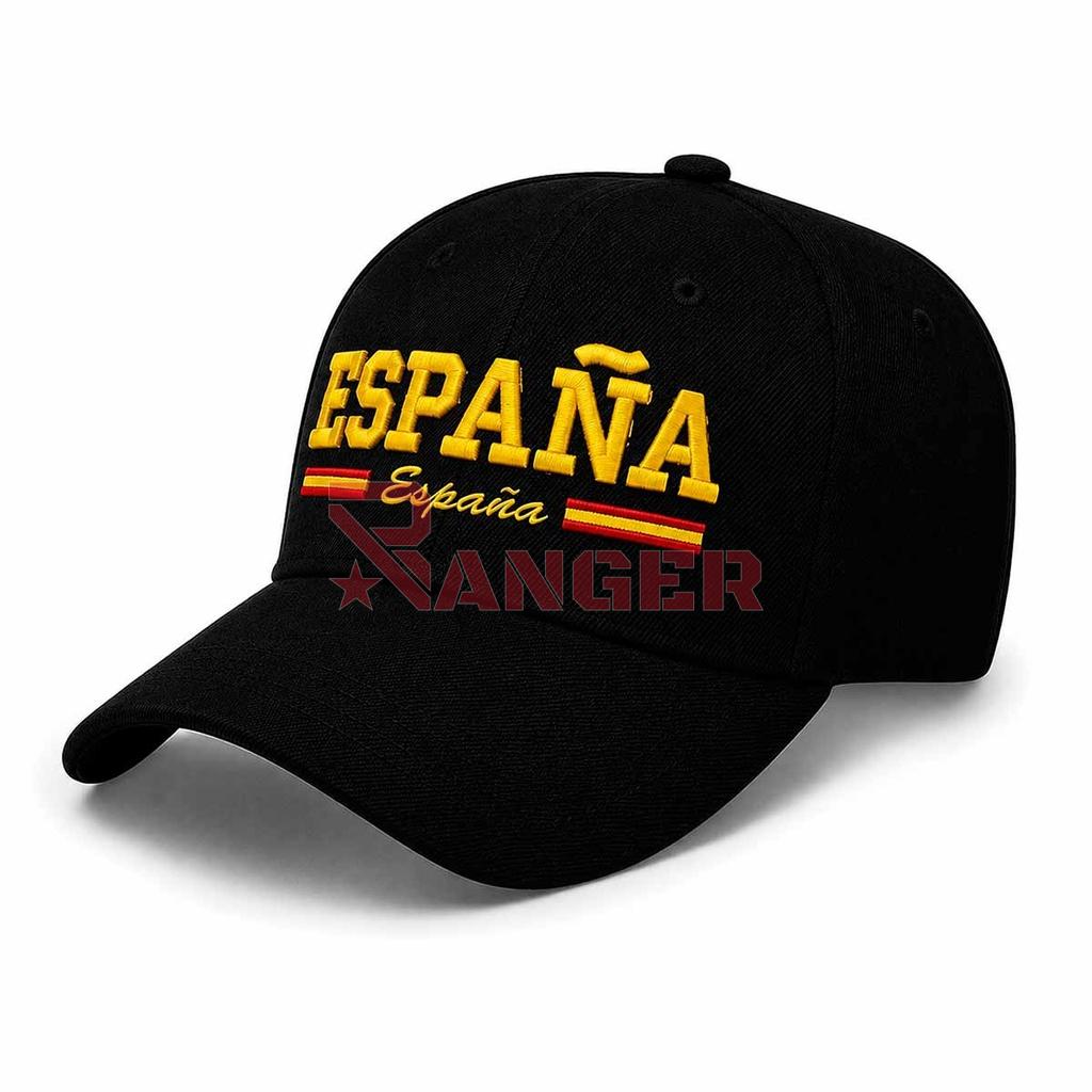 GORRA ESPAÑA BORDADA 2 TIRAS LATERALES NEGRA