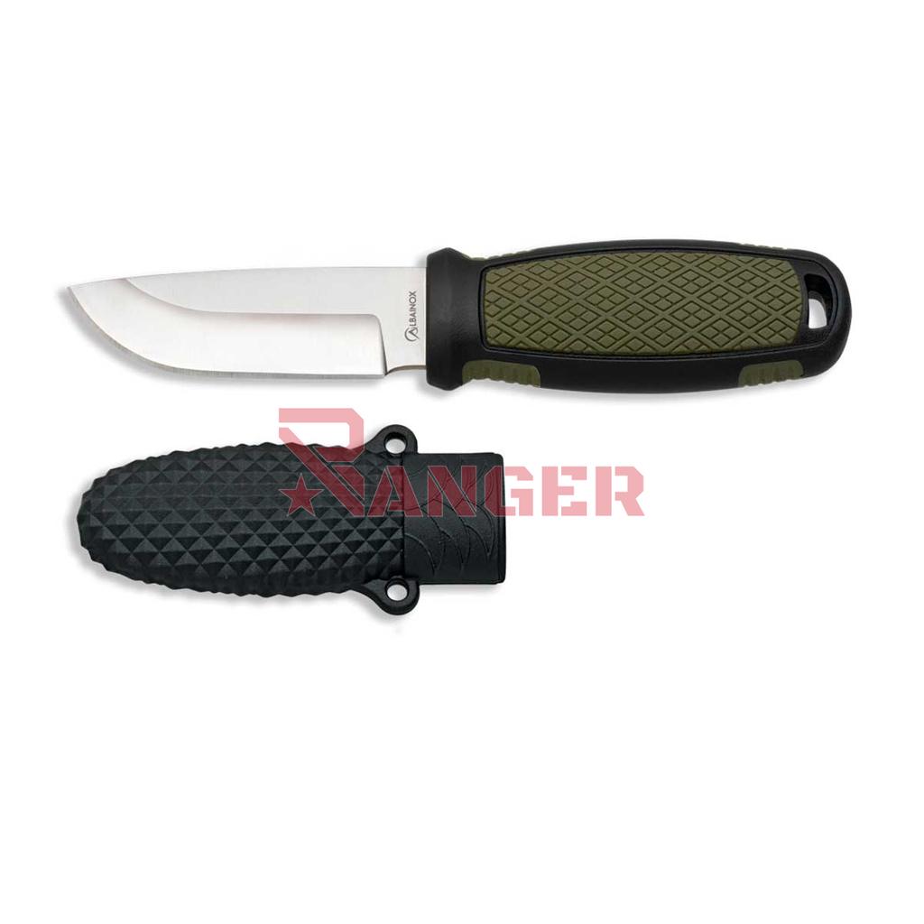 CUCHILLO ALBAINOX COLGANTE FUNDA RIGIDA 6.6CM NEGRO-VERDE