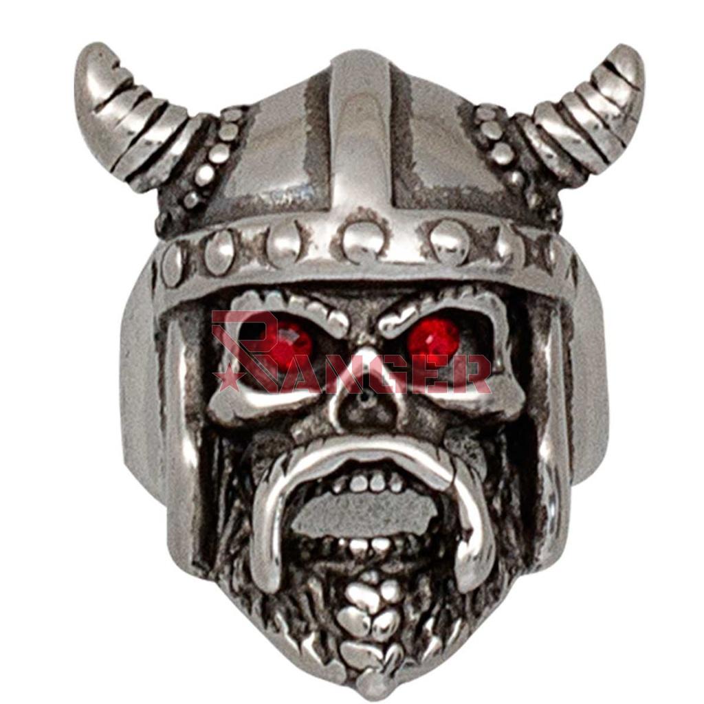 ANILLO VIKINGO OJOS ROJOS PLATA
