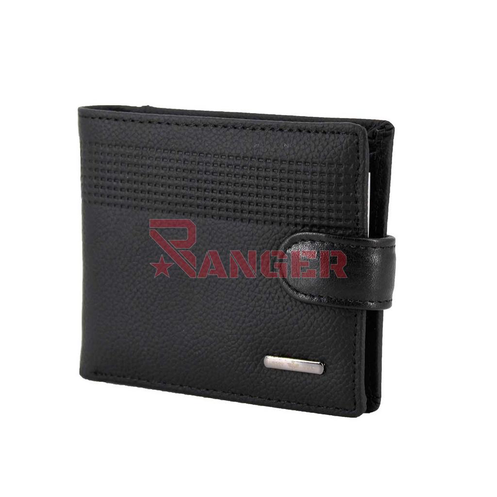 CARTERA PIEL GRABADO CIERRE NEGRA