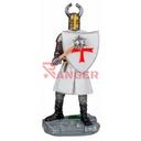 FIGURA TEMPLARIO MAZA Y ESCUDO 8 CM BLANCO