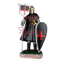 [39523] FIGURA TEMPLARIO BANDERA Y ESCUDO 12 CM NEGRA