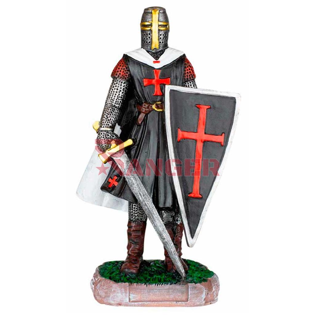 FIGURA TEMPLARIO ESPADA Y ESCUDO 8 CM NEGRO