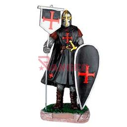 [39522] FIGURA TEMPLARIO BANDERA Y ESCUDO 8 CM NEGRA