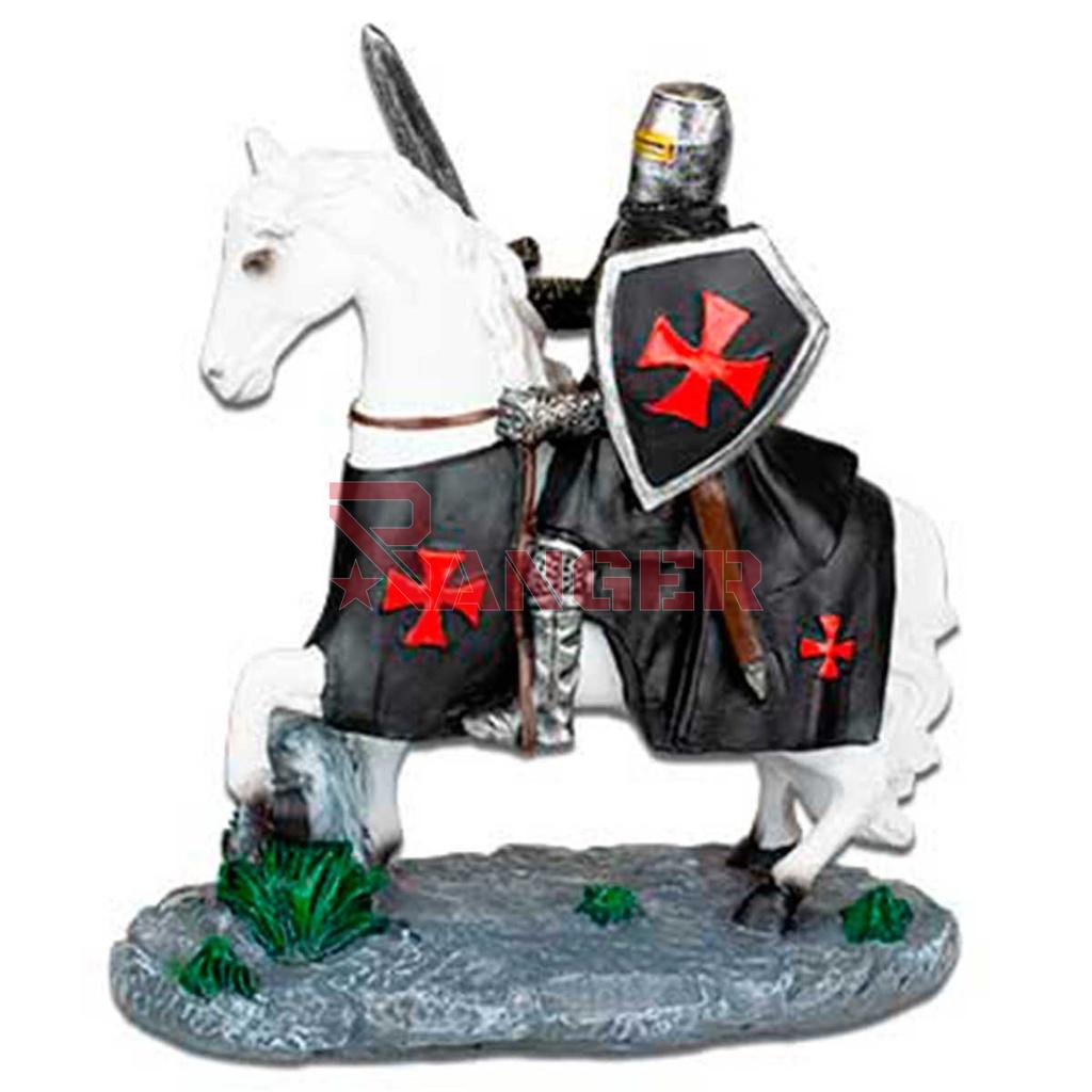 CABALLO TEMPLARIO BLANCO 12 CM ESPADA NEGRA