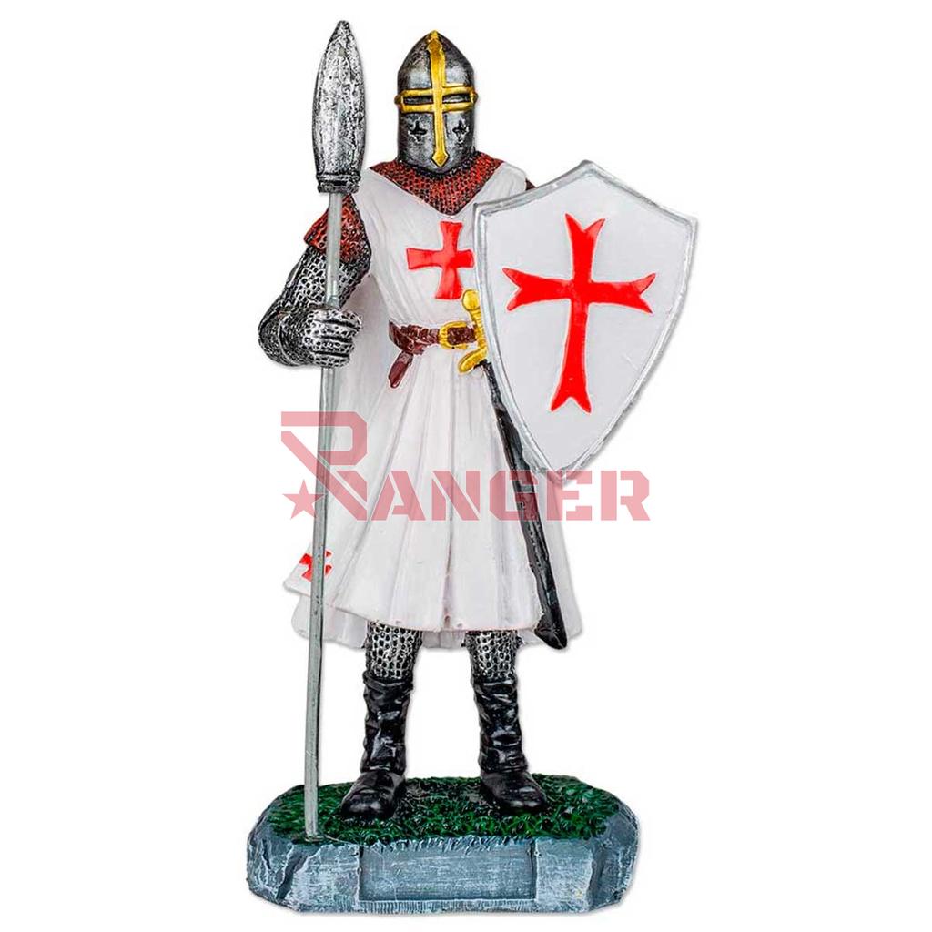 FIGURA TEMPLARIO LANZA Y ESCUDO 8 CM BLANCO
