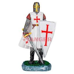 [39507] FIGURA TEMPLARIO ESPADA Y ESCUDO 8 CM BLANCO