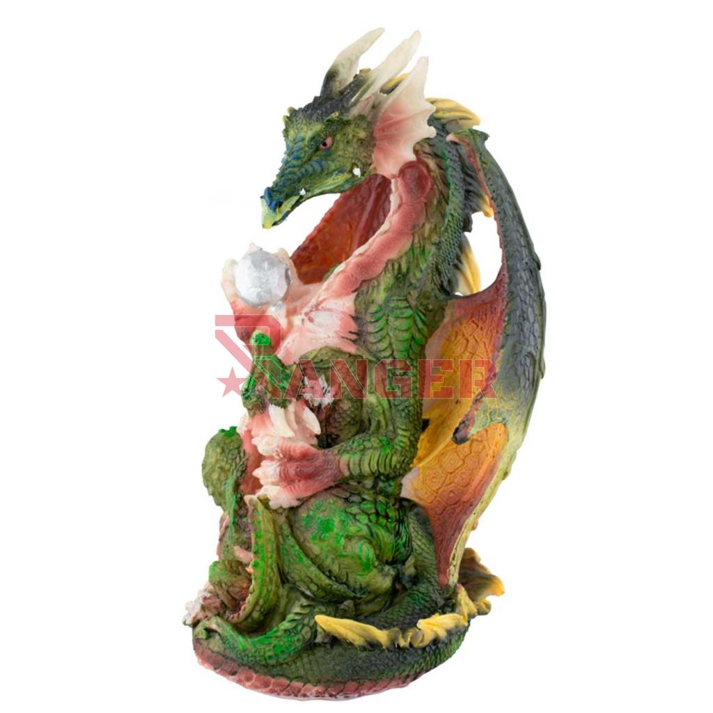 FIGURA RESINA DRAGON CON BEBE 20  CM