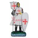 FIGURA TEMPLARIO BANDERA Y ESCUDO 12 CM BLANCO