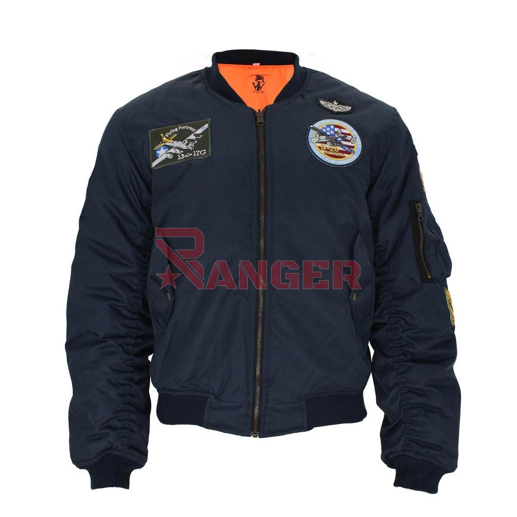 CAZADORA BOMBER IMMORTAL PARCHES MARINO