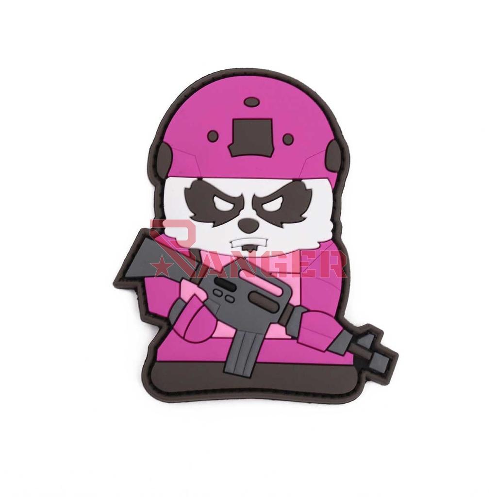 PARCHE IMMORTAL PVC 3D OSO PANDA TACTICO C/FUSIL ROSA