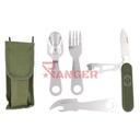 CUBIERTO MILITAR IMMORTAL NAVAJA Y CUCHILLO C/FUNDA NYLON VERDE