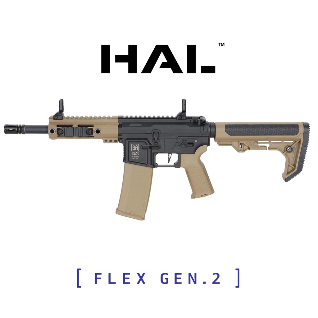 FUSIL SPECNA ARMS SA-F04-RL FLEX GEN.2 HAL ETU BRUSHLESS LIGHT OPS STOCK NEGRO-TAN