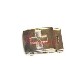 [130545-CR] HEBILLA METALICA CINTURON ESTRECHO CRUZ ROJA PLATA