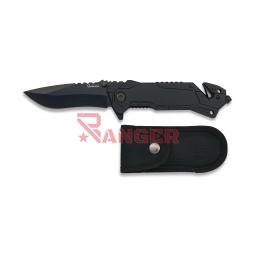 NAVAJA PLEGABLE CON HOJA DE 8,10 CM Y FUNDA DE NYLON MANGO DE ALUMINIO ACERO 3CR13MOV BLOQUEO LINEAL