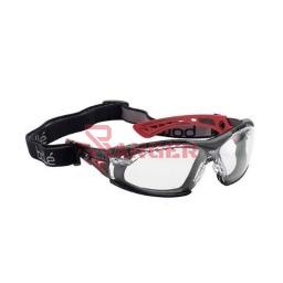 Gafas de seguridad con cordón lente transparente protección ultravioleta patilla roja