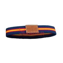 [88612-NVBL/707744] PULSERA ESPAÑA ELASTICA CUADRADO CUERO MARINO