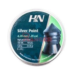 [HNSL635] PERDIGONES H&N SPORT 6.35 PUNTA 150 PIEZAS PLATA