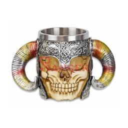 [39095] JARRA RESINA CALAVERA CUERNOS PLATA