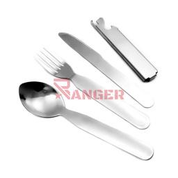 CUBIERTO CAMPING 4PCS ACERO PLATA