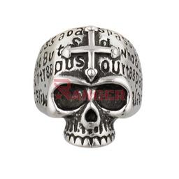 ANILLO CALAVERA CRUZ PLATA-NEGRO
