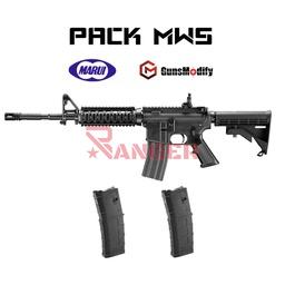 [PACKMWS-2-BK] PACK FUSIL MARUI M4 MWS GAS NEGRO Y 2 CARGADORES GUNS MODIFY