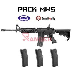 [PACKMWS-3-BK] PACK FUSIL MARUI M4 MWS GAS NEGRO Y 3 CARGADORES GUNS MODIFY