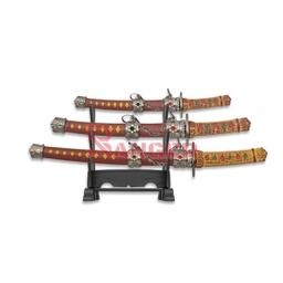 SET DE CUCHILLOS KATANA MINI 3 UNIDADES GRANATE
