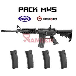 [PACKMWS-4-BK] PACK FUSIL MARUI M4 MWS GAS NEGRO Y 4 CARGADORES GUNS MODIFY