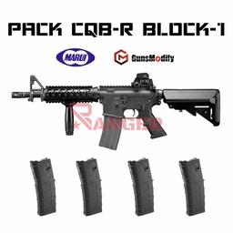 [PACKBLOCK1-4-BQ] PACK FUSIL MARUI M4 CQB-R BLOCK.1 GAS NEGRO Y 4 CARGADORES