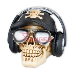 [39616] CABEZA RESINA CALAVERA CASCOS GAFAS GRIS-NEGRO
