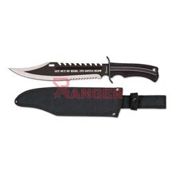 CUCHILLO TÁCTICO CON HOJA DE 29 CM Y PUÑO DE GOMA CON FUNDA DE NYLON