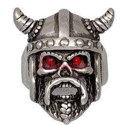 ANILLO VIKINGO OJOS ROJOS PLATA
