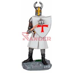 [39510] FIGURA TEMPLARIO MAZA Y ESCUDO 8 CM BLANCO