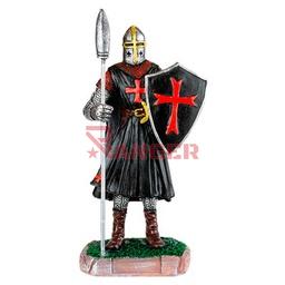 [39519] FIGURA TEMPLARIO LANZA Y ESCUDO 8 CM NEGRA