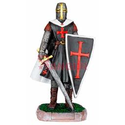 [39528] FIGURA TEMPLARIO ESPADA Y ESCUDO 8 CM NEGRO