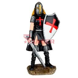 [39537] FIGURA TEMPLARIA ESPADA Y ESCUDO 8 CM NEGRA