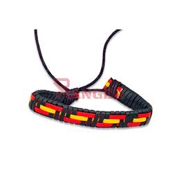 [16212] PULSERA CUERO ESPAÑA TRAZOS 6 UNID. NEGRA