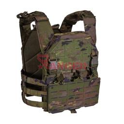 Chaleco portaplacas modular cordura con MOLLE corte láser y triple portacargador M4 Pixelado Boscoso