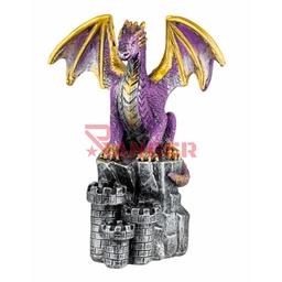 [39599] FIGURA RESINA DRAGON CASTILLO 11.5 CM MORADO