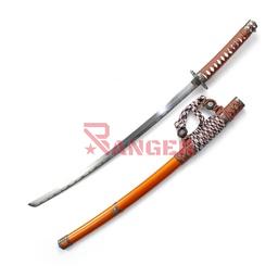 KATANA 108 CM HOJA DE ACERO TSUKA ENCORDADO MADERA Marrón