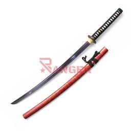 Katana 104 cm con hoja de acero, tsuka encordado y vaina de madera
