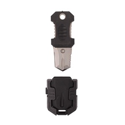 Cuchillo mini con funda rígida ABS y sistema MOLLE hoja de acero inoxidable doble filo 2,5 cm