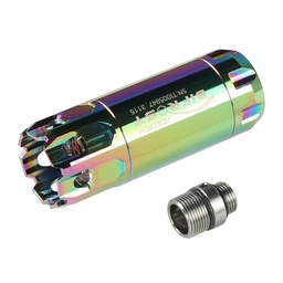 SILENCIADOR TRAZADOR BIFROST ALUMINIO CNC 80MM DIÁMETRO 30MM CON ADAPTADORES M14 A M11 CONECTOR USB C