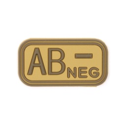 PARCHE PVC GRUPO SANGUÍNEO AB NEGATIVO 2,5 X 4,9 CM CON CIERRE DE VELCRO COYOTE
