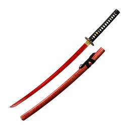Katana 104 cm hoja de acero tsuka encordada vaina de madera Rojo