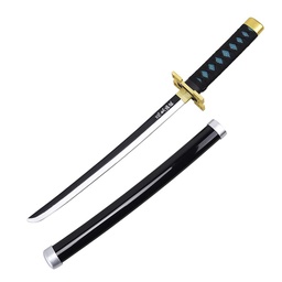 Espada wakizashi pequeña de madera con empuñadura trenzada y vaina plástica