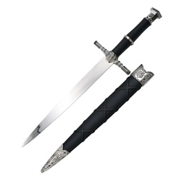 Daga 40 cm con hoja de 24 cm en acero inoxidable, grosor 2,2 mm, guarda metálica y vaina de plástico