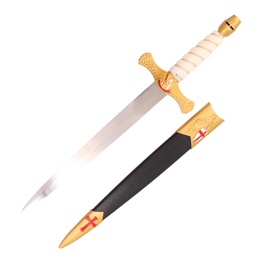 Daga Templar 40 cm hoja acero inoxidable mango plástico vaina madera