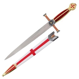 DAGA TEMPLAR 40 CM HOJA ACERO INOXIDABLE MANGO PLASTICO GUARDA METAL VAINA MADERA Blanca